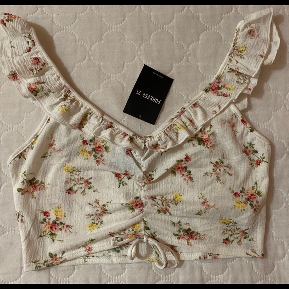 Forever 21 Floral Knit Crop top - Picture 1 of 3
